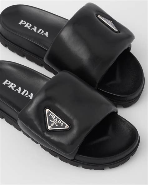 Prada nappa leather slides .